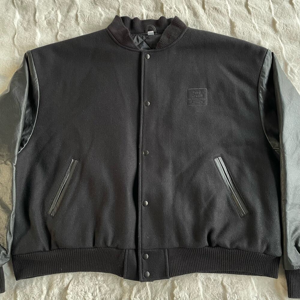 🔥NWOT Vantage Ford Credit Wool Leather Varsity Bomber Jacket Quilt Lined Sz 2XL - Picture 3 of 16